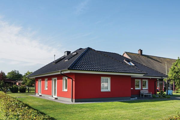 Hochleistungsschutz in Rot Fassadenrenovierung eines Einfamilienhauses